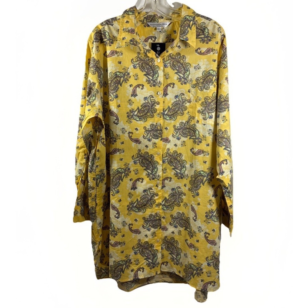 NWT Alexander Del‎ Rossa Palm Coast Florida Cotton Lounge Shirt Gown women's XL